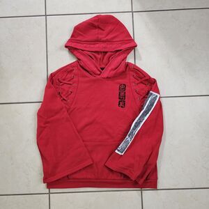 Disney Hoodie Women's Medium Red Mulan Her Universe Lace Up Bell Sleeve